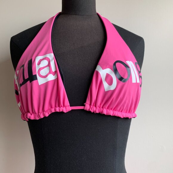 Billabong BLUE CRUSH era Vintage bikini pink logo reversible halter top set RARE - Picture 3 of 8